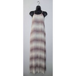 A New Day Maxi Dress Size Small Brown Cream Striped Sleeveless New